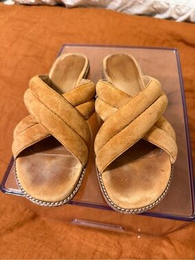Madewell Tan Suede Crisscross Slide Sandals